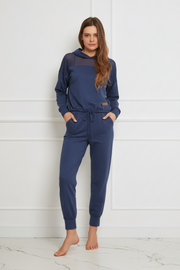 Loungewear lekka bluza z kapturem – ciemny jeans
