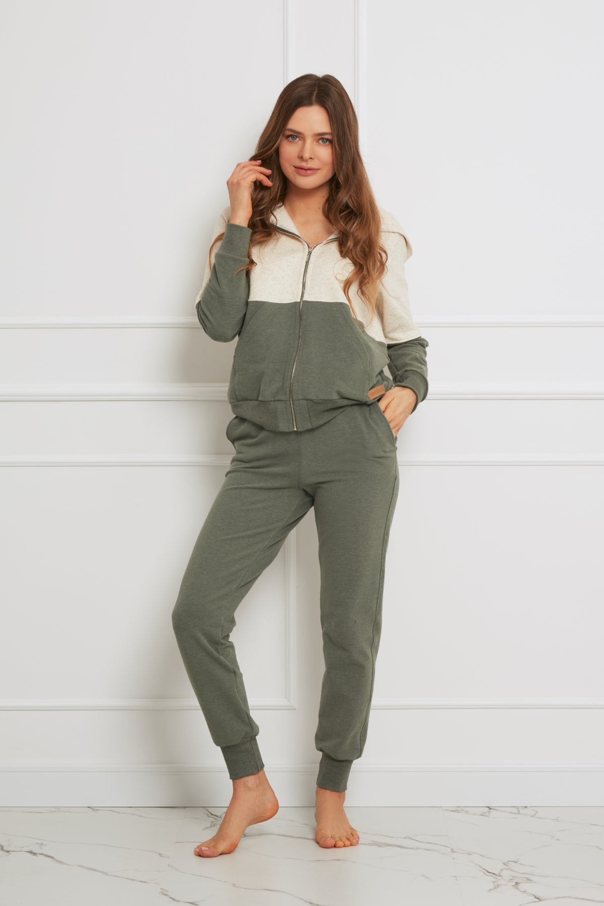 Loungewear sweatpants – green melange