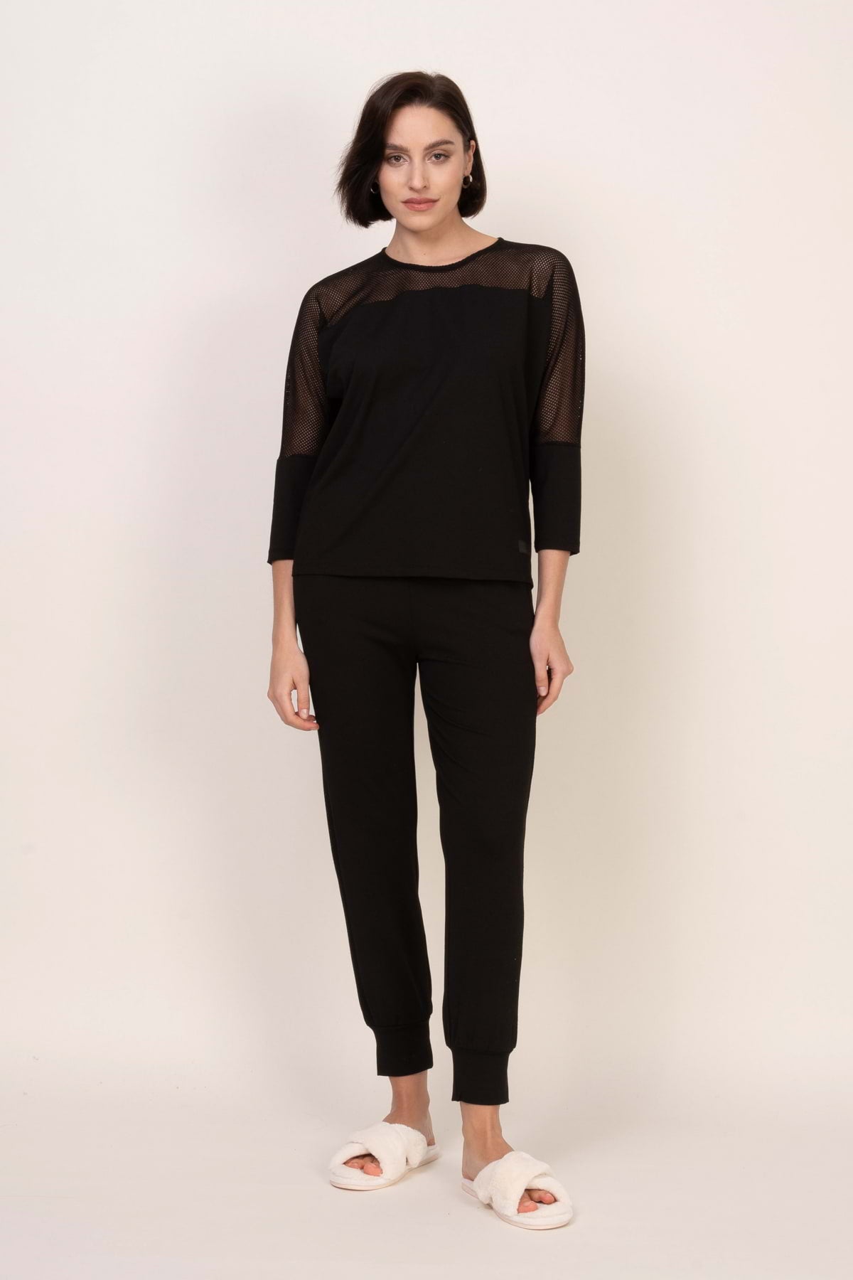 Loungewear viscose homewear trousers – black