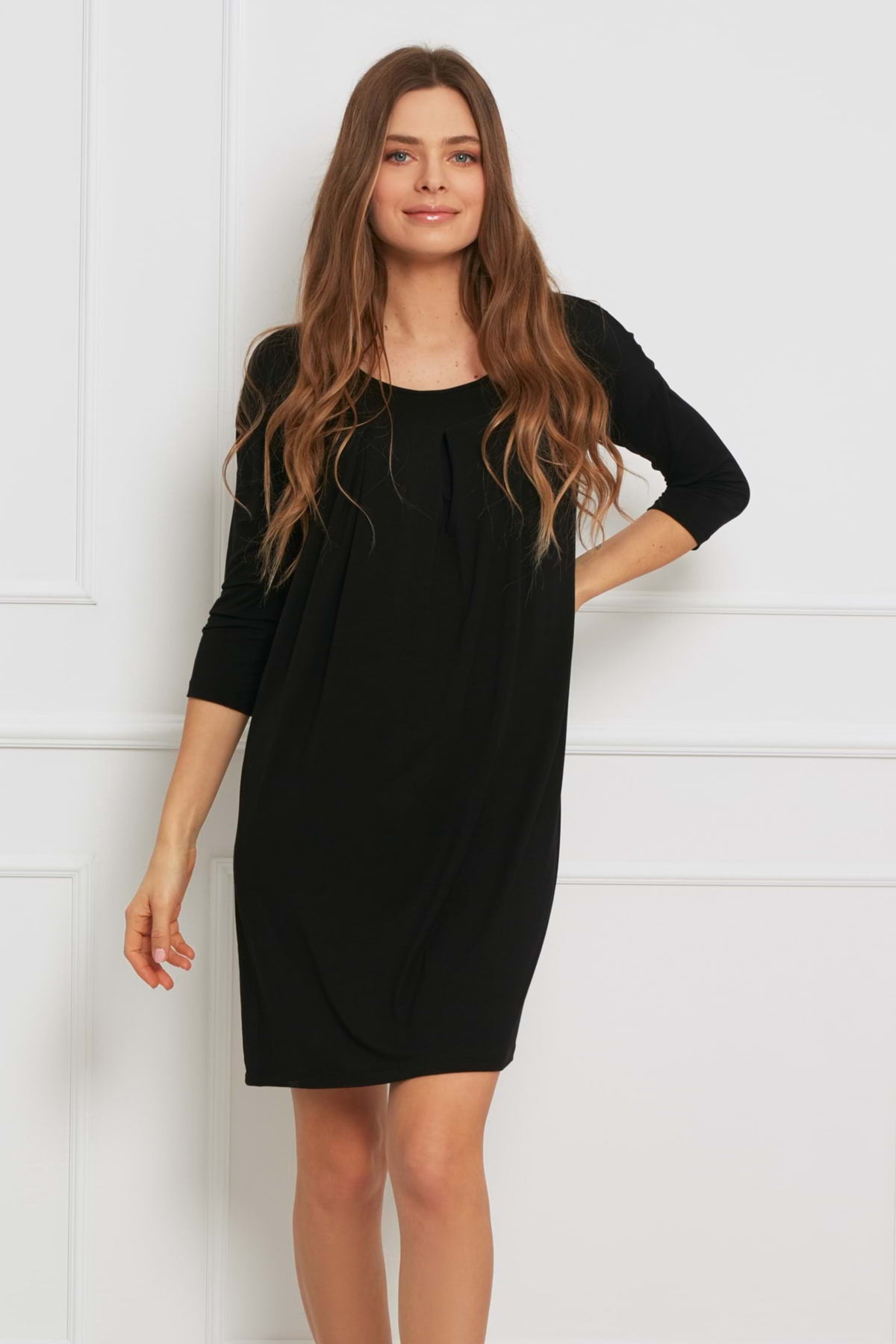 Loungewear viscose loose dress – black