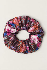 Lullaby jedwabna gumka scrunchie - bordowy print kwiatowy
