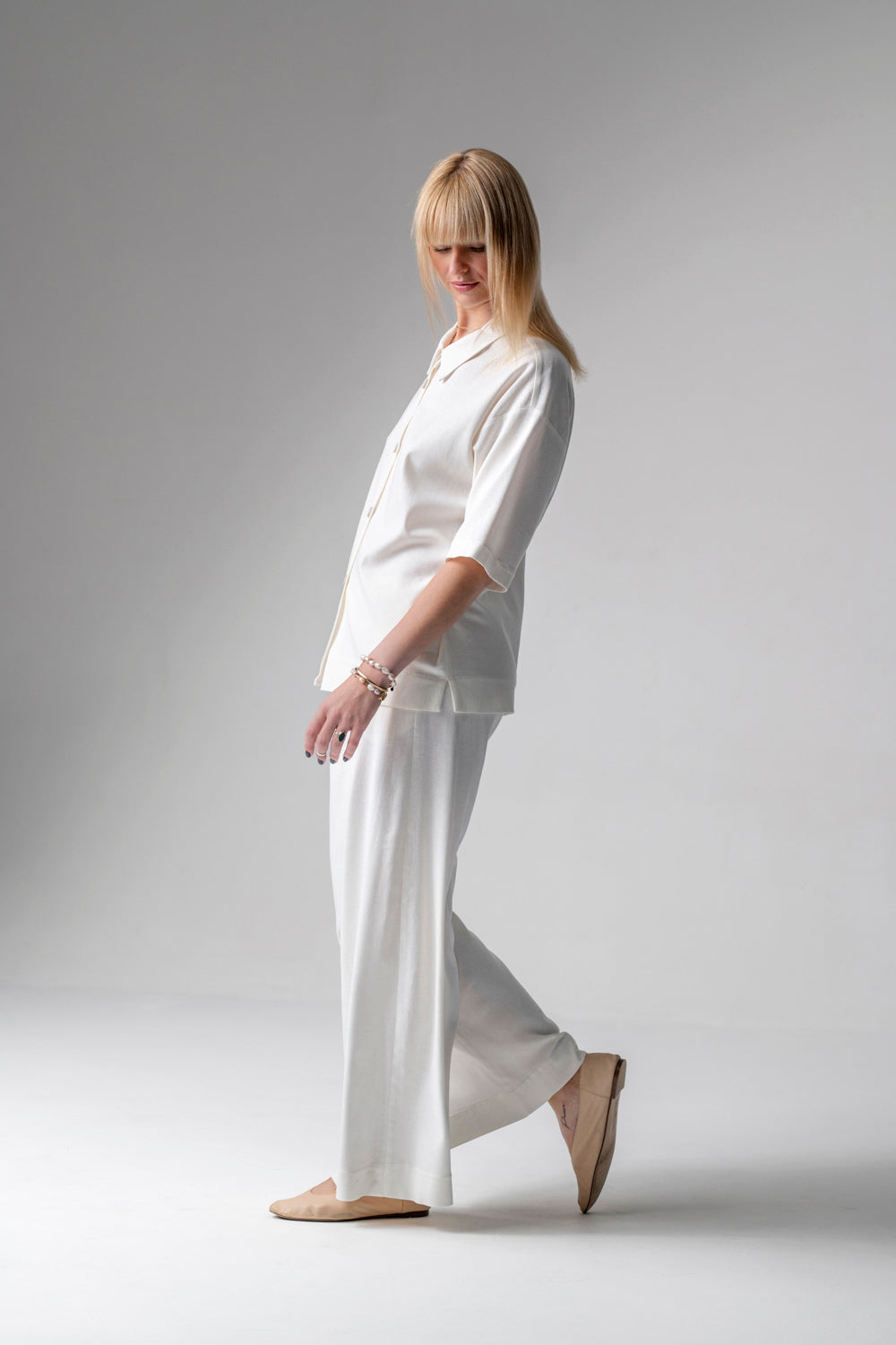 Meryl Lniany komplet loungewear z długimi spodniami - krem_5