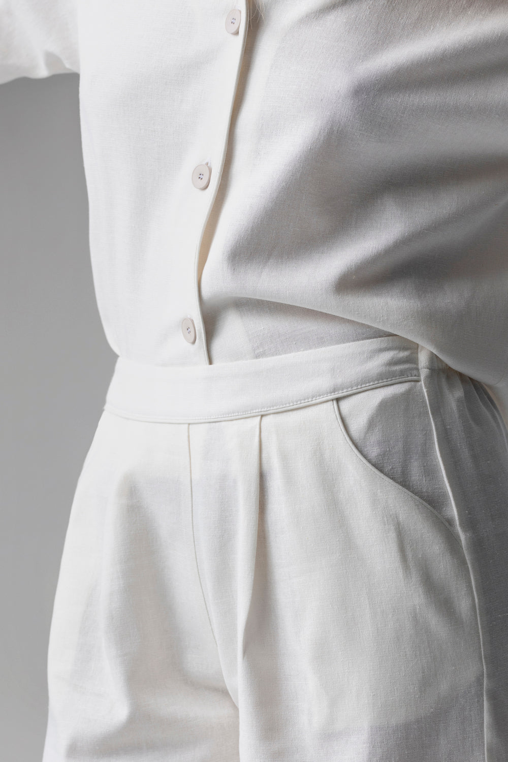 Meryl Lniany krótki komplet loungewear - krem_9
