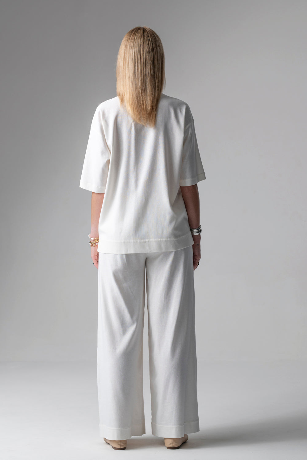 Meryl Lniany komplet loungewear z długimi spodniami - krem_3