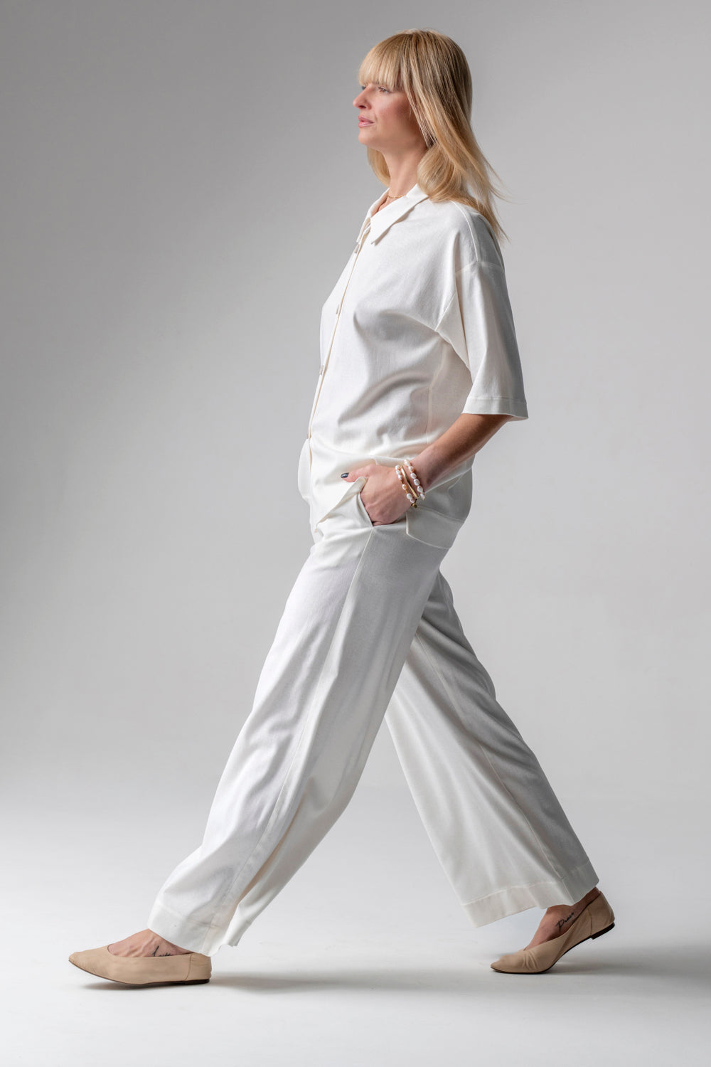 Meryl Lniany komplet loungewear z długimi spodniami - krem_8