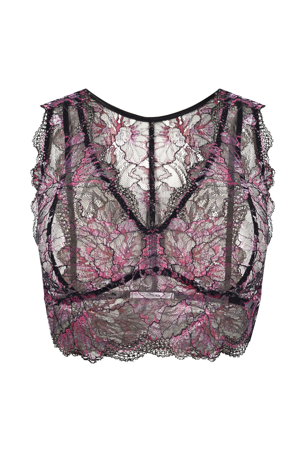 Mousse koronkowy komplet bielizny - czarny z kolorowym  ornamentem_4