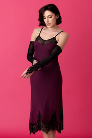 Opera midi nightdress with straps – merlot