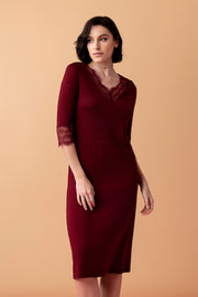Poem Lace Midi Nightgown – Red Wine