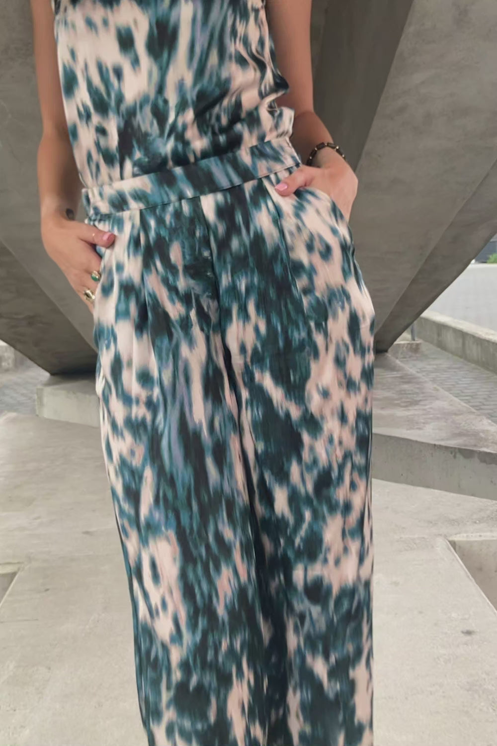Load video: Echo wide leg trousers – nautical print