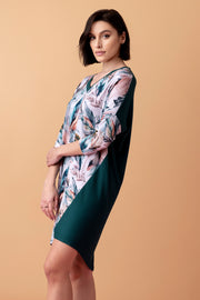 Sonnet luźna koszula nocna z rękawem 3/4 – ciemna butelkowa zieleń