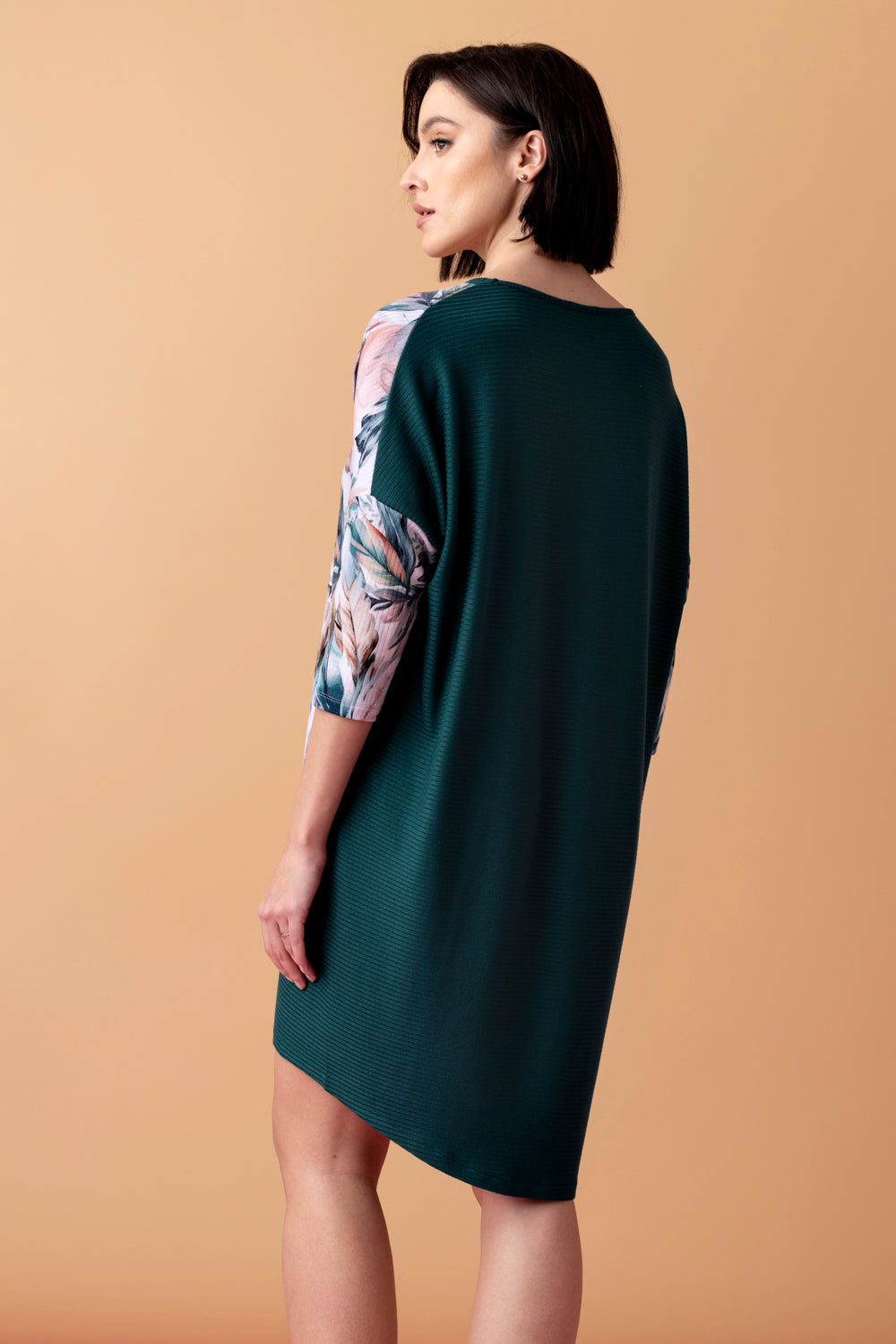 Sonnet luźna koszula nocna z rękawem 3/4 – ciemna butelkowa zieleń_3