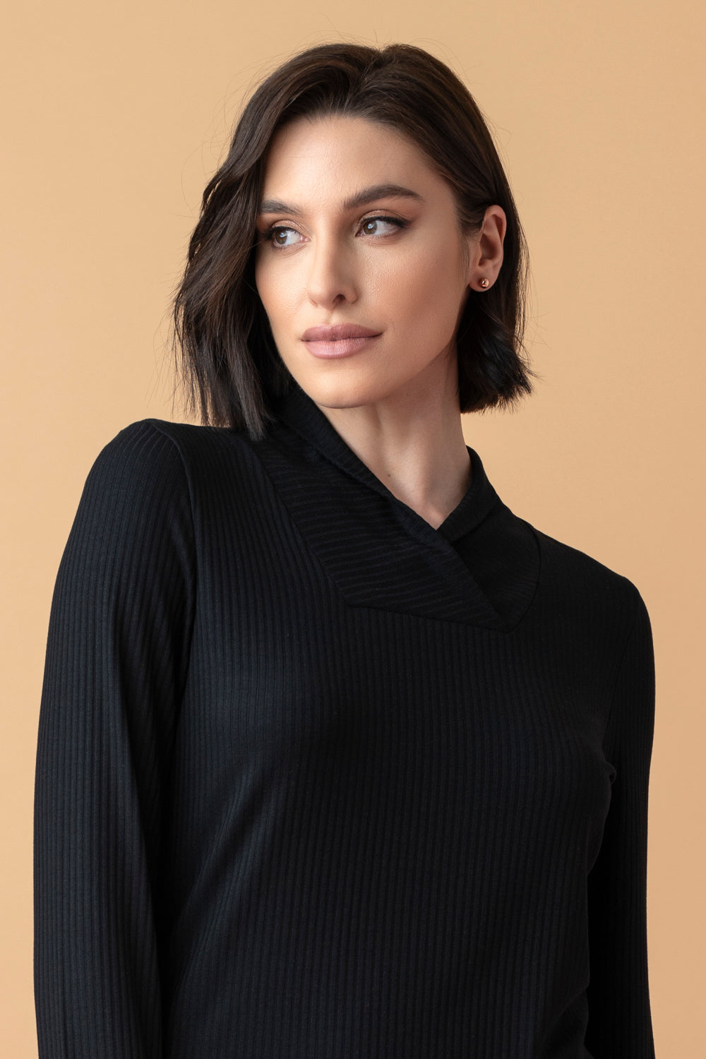 Sonnet długa piżama z wywijanym kołnierzem – czarna_2