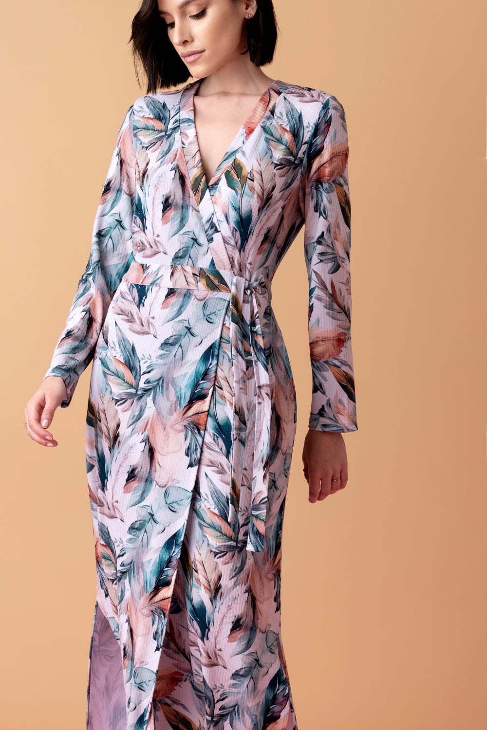 Sonnet długi peniuar kopertowy – druk pióra_5