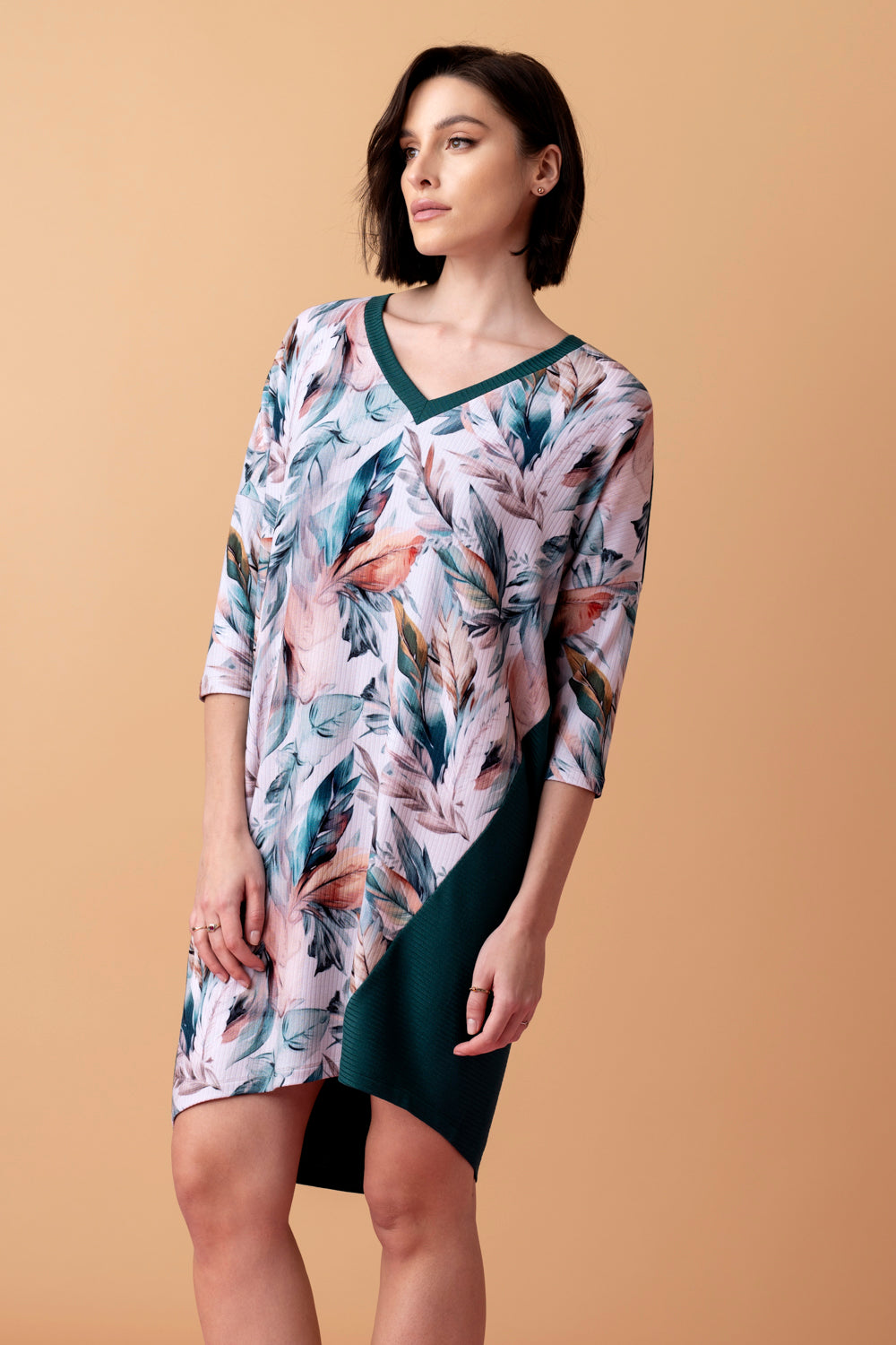 Sonnet luźna koszula nocna z rękawem 3/4 – ciemna butelkowa zieleń_4