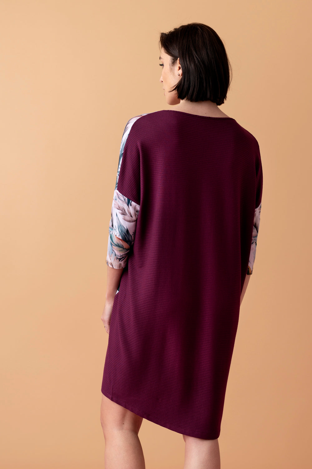 Sonnet luźna koszula nocna z rękawem 3/4 – merlot_2