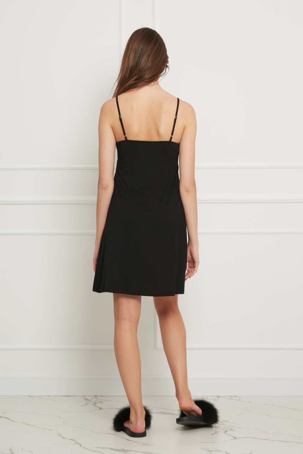 Stars krótka koszulka nocna z zakładkami – czarna_3