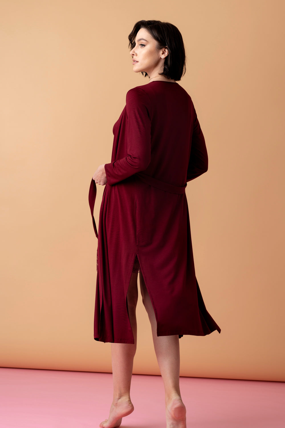 Stars viscose midi negligee – red wine