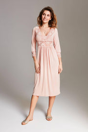 Stars lace midi nightgown – dusty pink