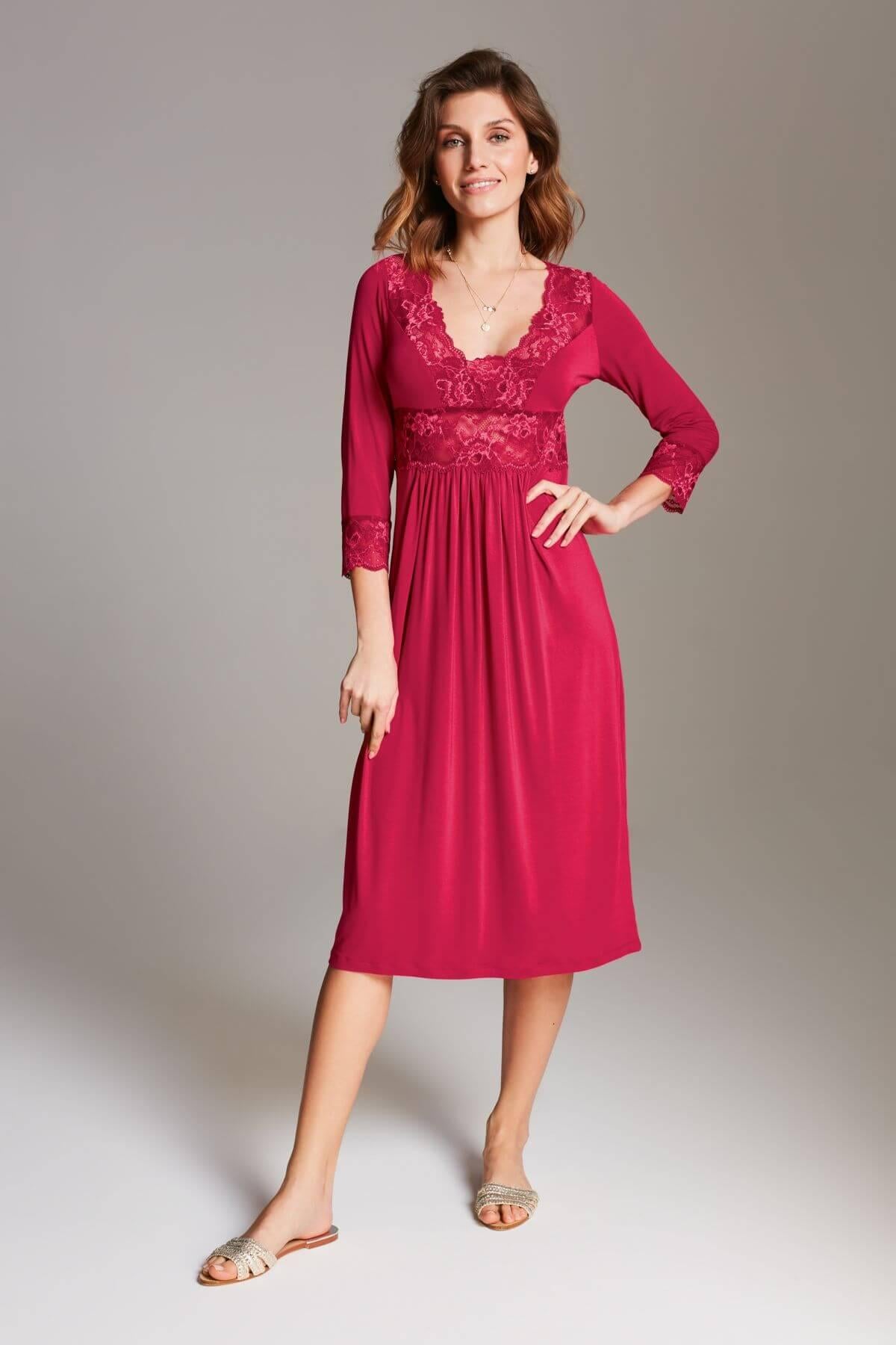Stars Lace Midi Nightgown – Ruby