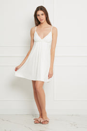 Stars krótka koszulka nocna z zakładkami – kremowa