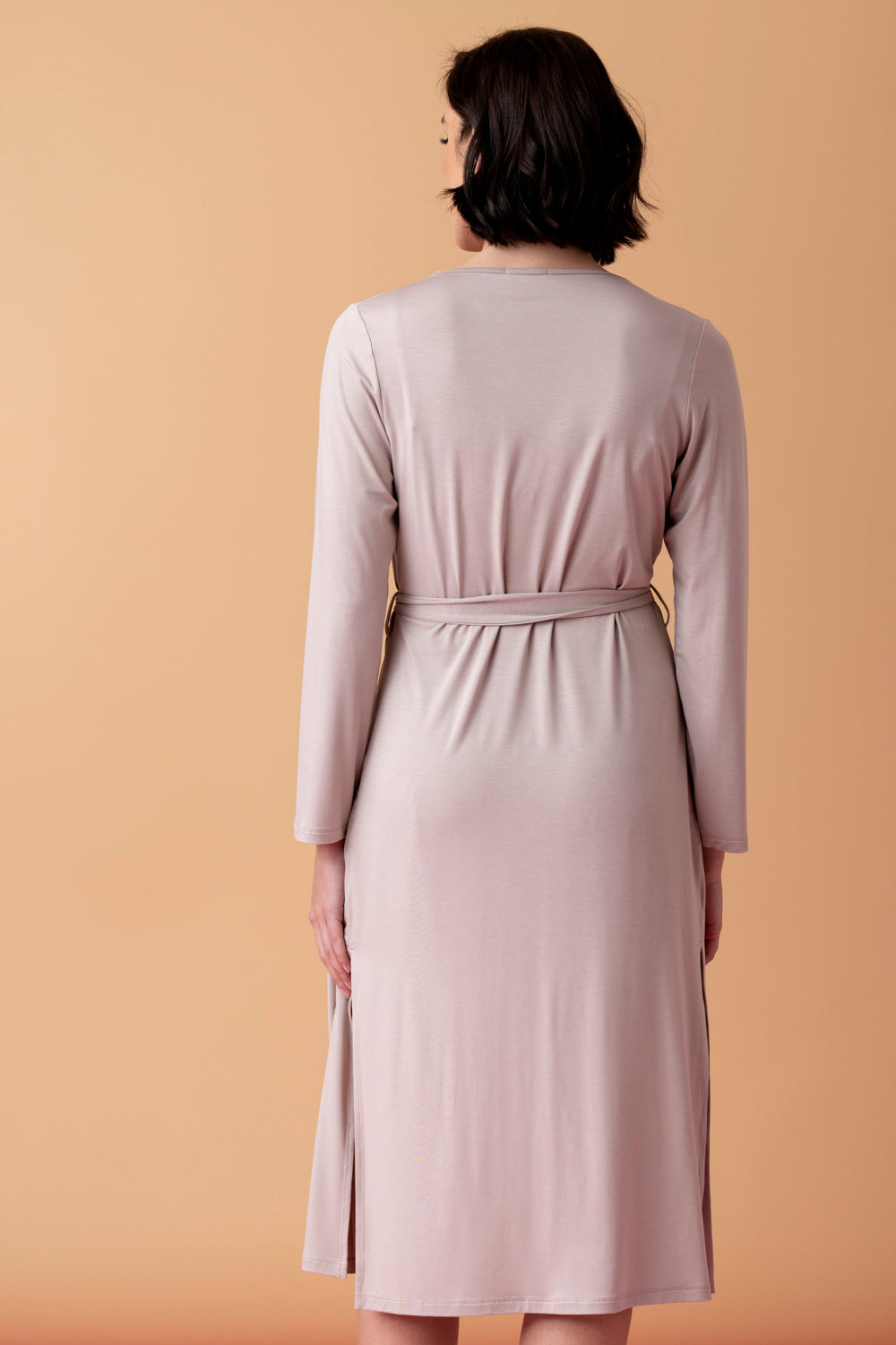 Stars wiskozowy peniuar midi – mleko migdałowe_2