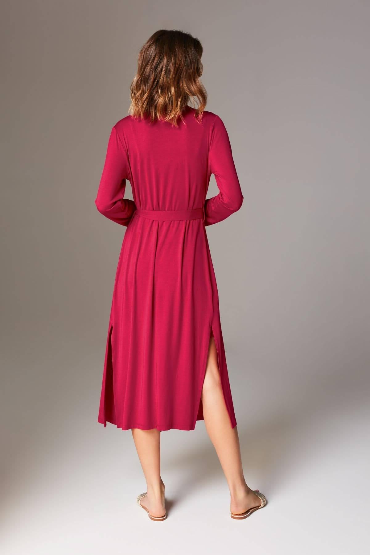 Stars wiskozowy komplet koszulka nocna i peniuar midi Oh!Zuza – rubinowy_8