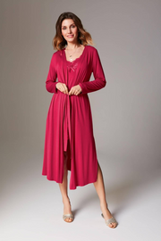 Stars wiskozowy komplet koszulka nocna i peniuar midi Oh!Zuza – rubinowy_7