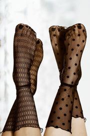 Tiulowy komplet 2 par skarpetek Oh!Zuza – czarne grochy i kabaretki