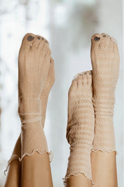 Tiulowy komplet 2 par skarpetek Oh!Zuza – kremowe kabaretki i groszki