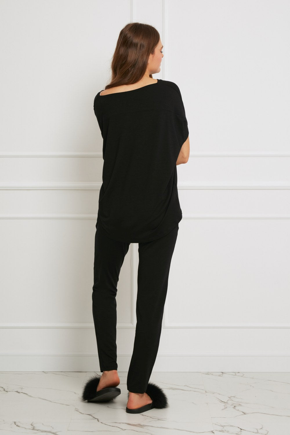 Loungewear top oversize z Tencelu - czarny_2